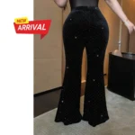 Velvet Rhinestone Flare Pants - Image 2