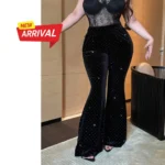 Velvet Rhinestone Flare Pants - Image 3