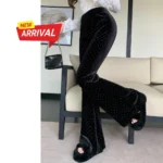 Velvet Rhinestone Flare Pant - Image 5