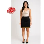 Suede-Mini-Skirt-Gold-Trim - Image 2