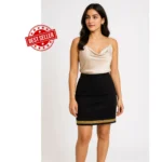 Suede-Mini-Skirt-Gold-Trim - Image 3