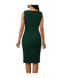 Ruched Midi Dress (Dark Green) - Image 2