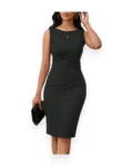 Ruched Midi Dress (Black)