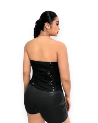 Black Sequin Strapless Top - Image 2