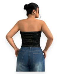 Black Sequin Strapless Top - Image 4