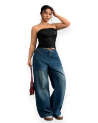 Black Sequin Strapless Top - Image 7