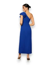 Elegant One-Shoulder Slit Evening Dress (Blue) - Image 2