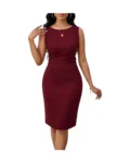 Ruched Midi Dress (Burgundy)