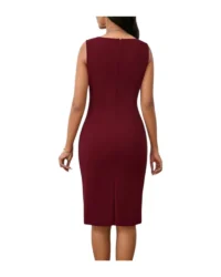 Ruched Midi Dress (Burgundy) - Image 2