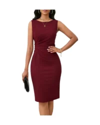 Ruched Midi Dress (Burgundy) - Image 5