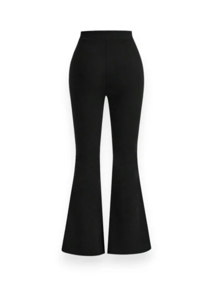 Back view high waist flare pants in premium scuba crepe lycra