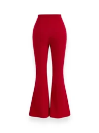 Burgundy Flare Scuba Pants for Women – Back View