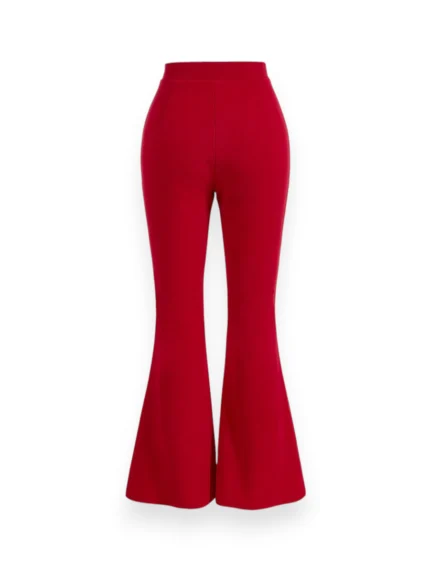 Burgundy Flare Scuba Pants for Women – Back View