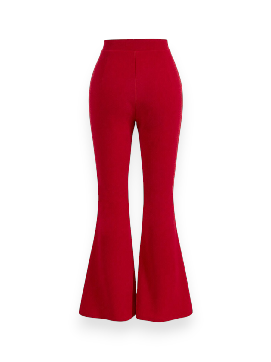 Burgundy Flare Scuba Pants for Women – Back View