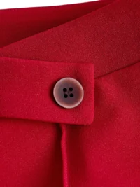 Burgundy Scuba Pants Button Detail – Close Up