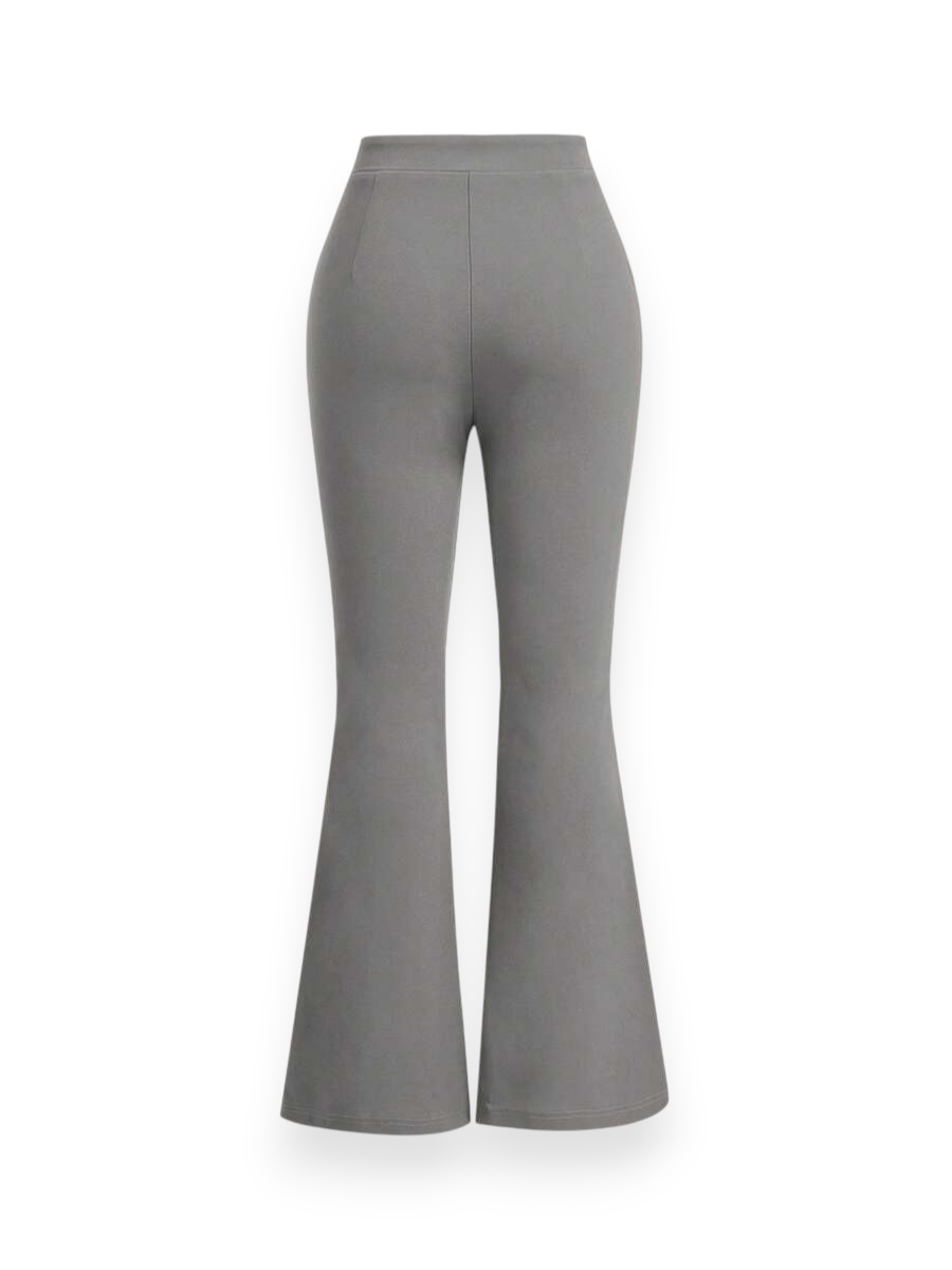 Grey Flare Scuba Pants for Women – Back View