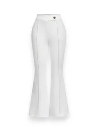 White High Waist Flare Scuba Crepe Pants – Front View