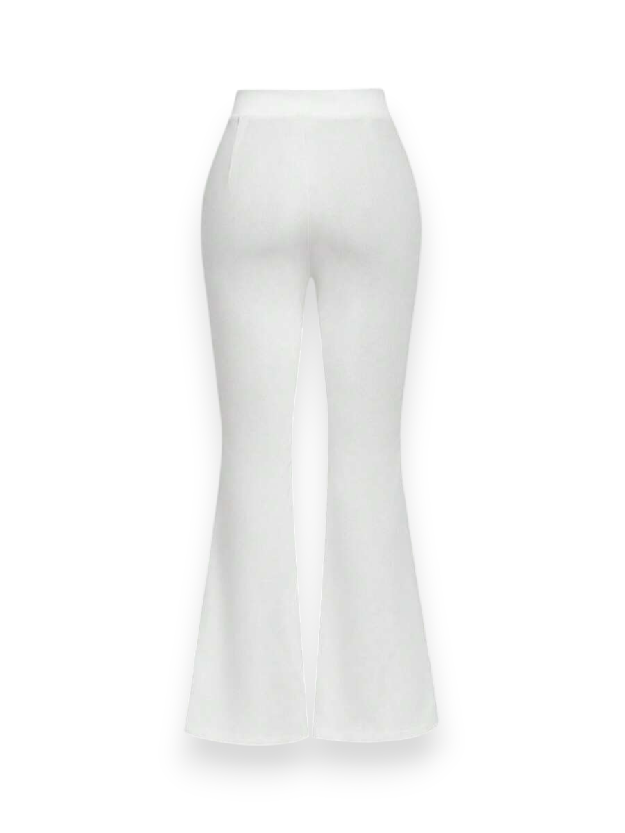 White Flare Scuba Pants for Women – Back View