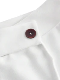 Close-up Button Detail – White Scuba Pants