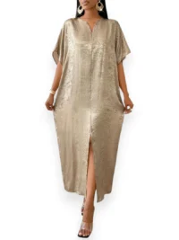 Luxe Gold Shimmer Maxi Dress - Image 3