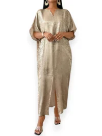 Luxe Gold Shimmer Maxi Dress - Image 4