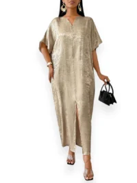 Luxe Gold Shimmer Maxi Dress - Image 6