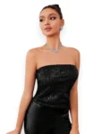 Black Sparkle Bandeau Top Chic Look