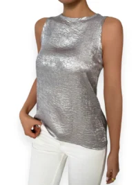 Metallic Sleeveless Top – Shimmer Chic - Image 2