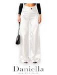 white Satin High Waist Pants