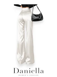 white Satin High Waist Pants - Image 3