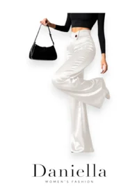 white Satin High Waist Pants - Image 4