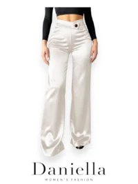 white Satin High Waist Pants - Image 5
