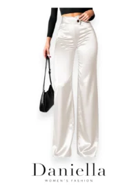 white Satin High Waist Pants - Image 6